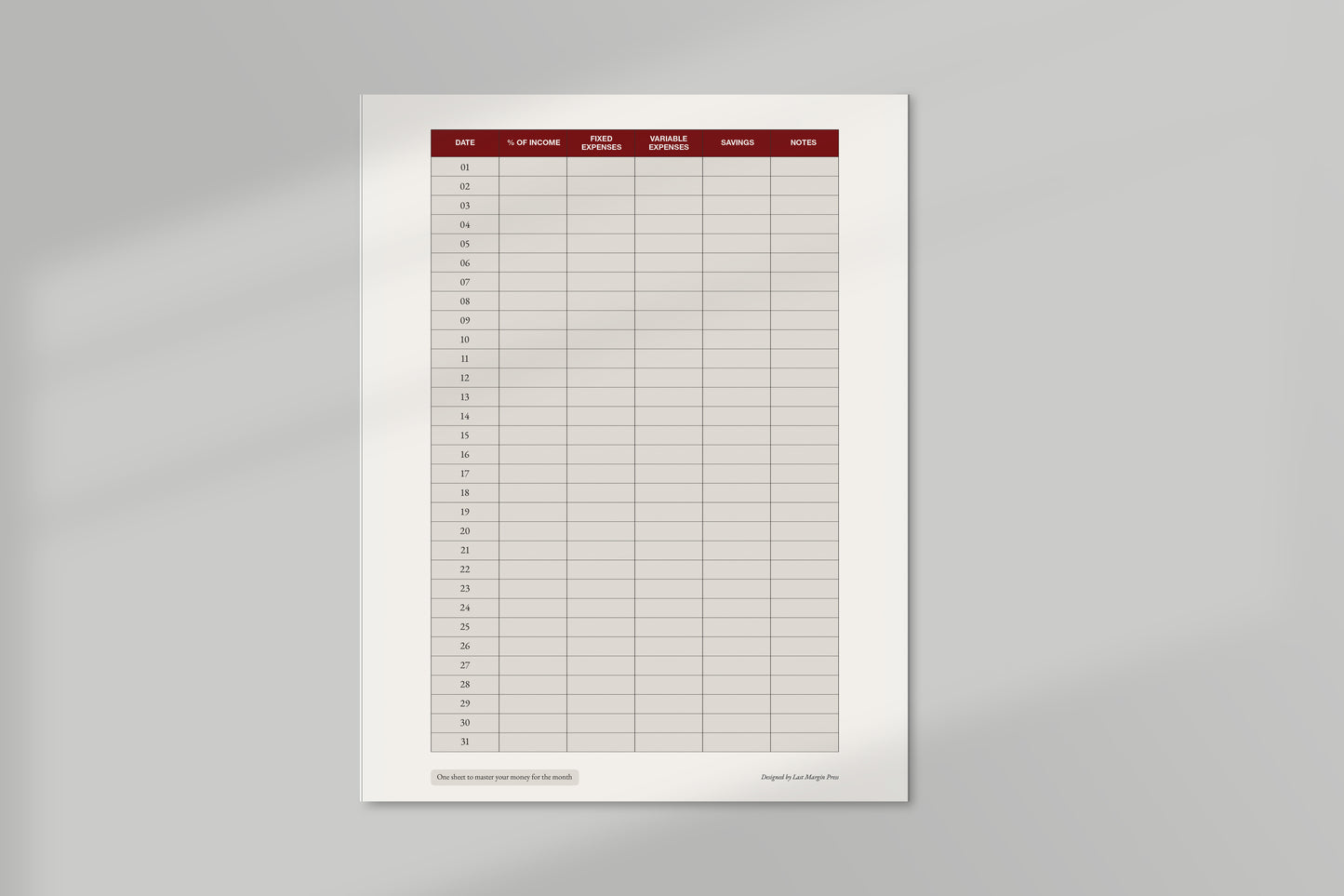 LMP Monthly Budget Worksheet